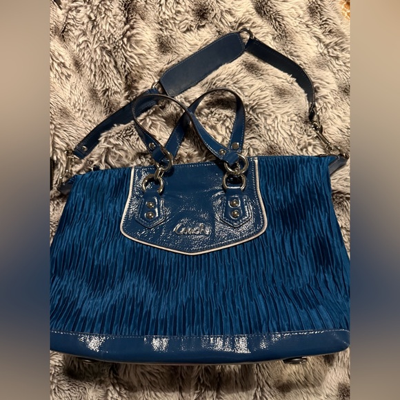 Coach Handbags - COACH Blue Ashley Sateen 2000s Rare 🔥Satchel